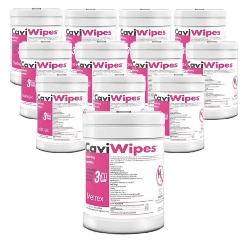Metrex Caviwipes 12x Case 13-1100 Towelettes Large 160ct Canister Exp-2027 FRESH