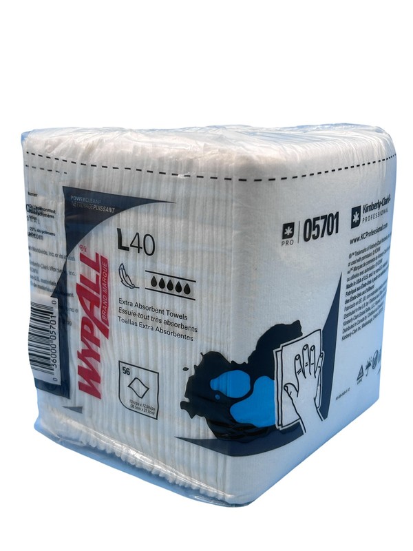 Kimberly-Clark WypAll L40 White Wiper Towels 12×12.5 56 Count 05701 USA