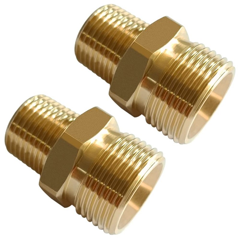 Uenede 2PCS Brass Pressure Washer M22-14mm Male x 3/8″NPT Male,