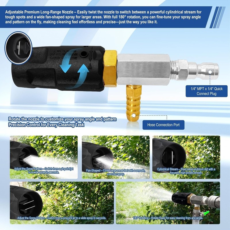 Long Range Nozzle for Pressure Washer Downstream Injection Spray Nozzle Kit gallery