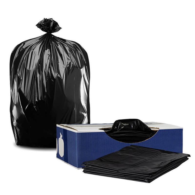 Plasticplace 55-60 Gallon Trash Bags – Black, Case of 50 Garbage Bags