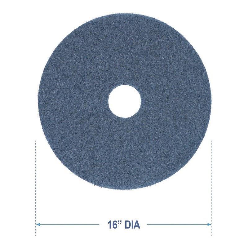 Boardwalk 4016BLU 16 in. Heavy-Duty Scrubbing Floor Pads - Blue (5/Carton) New gallery