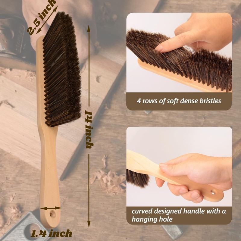 Dazzhues 2 Pieces Woooden Dust Brush Hand Broom Bench Brush Long Wood Handle gallery