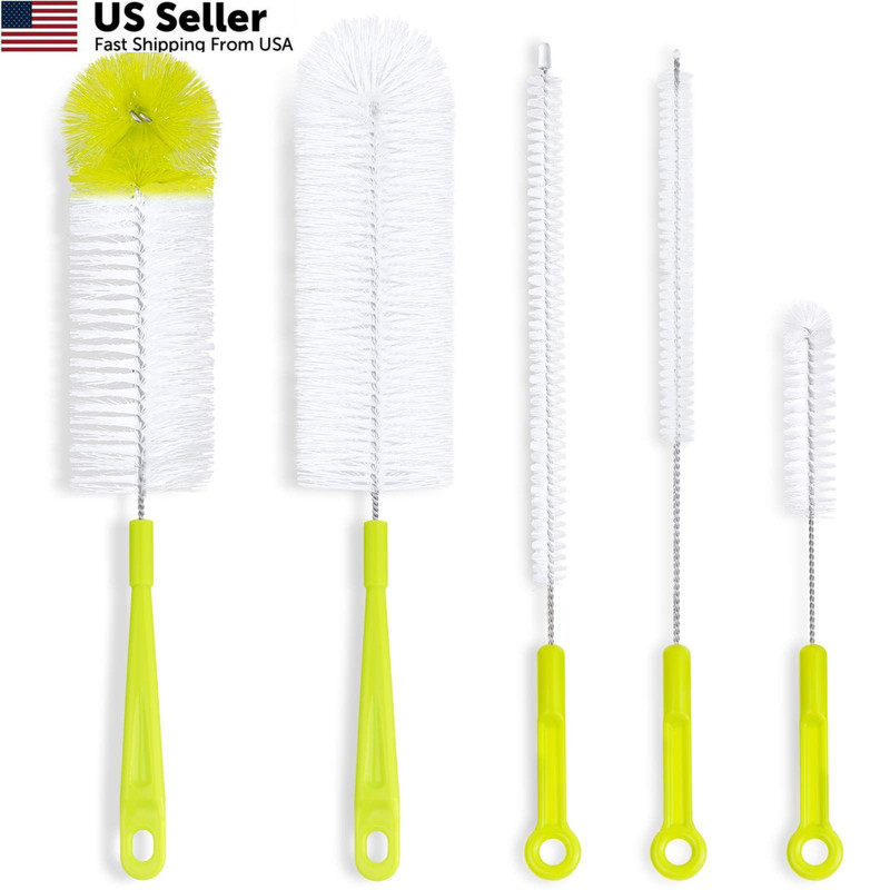 Bottle Cleaning Brush Set – Long Handle Cleaner for 5 Piece Set, Green