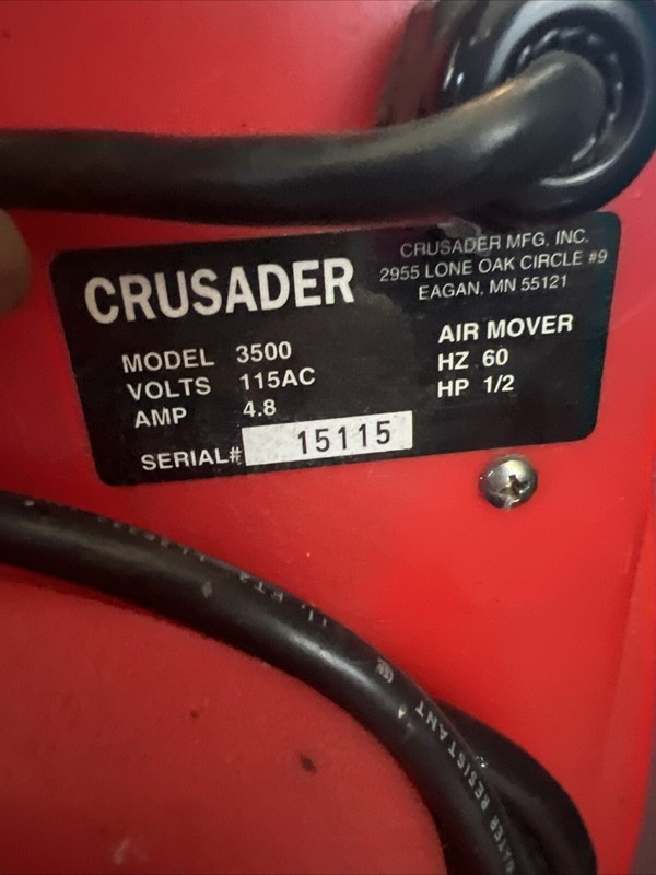 Crusader 3500 3 Speed Air Mover Carpet Dryer 1/12 HP Industrial Floor Dryer gallery