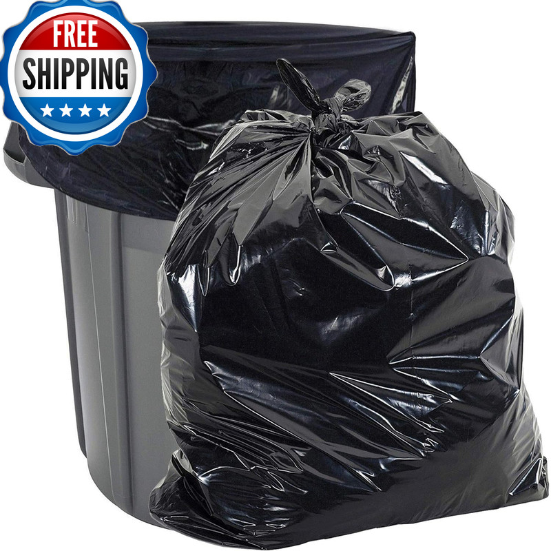 Aluf Plastics 45 Gallon 1.4 Mil Black Heavy Duty Garbage Bags – 40 Inch X 46