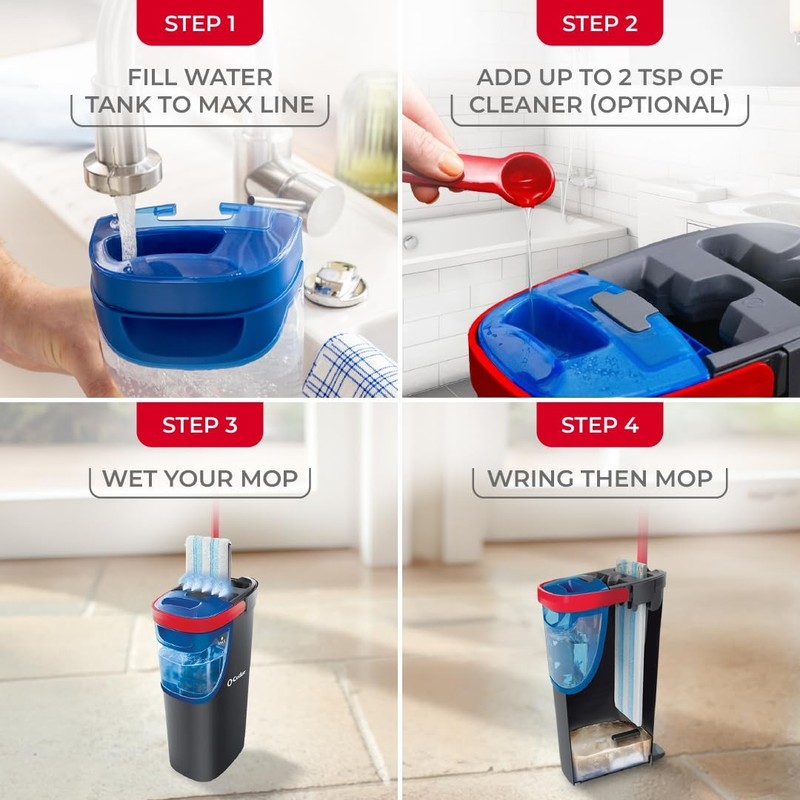 O-Cedar H2prO Flat Mop System | Quick Everyday Cleaning | H2prO, Red gallery