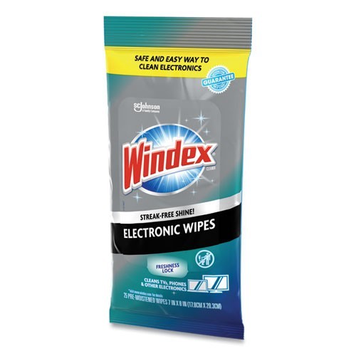 Windex Electronics-Cleaner Wipes, 1-Ply, 7x10, Neutral Scent, 25 Wipes, 2 Packs gallery