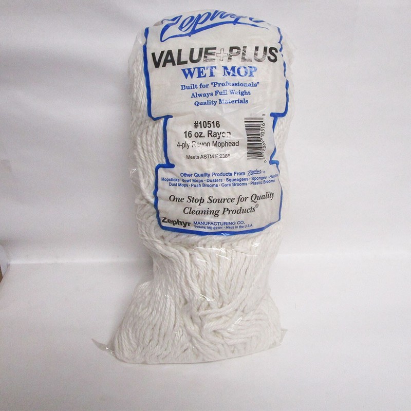Zephyr® Rayon Wet Mop Head 16 oz #10516 4-Ply Rayon 1-1/4x5" Headband