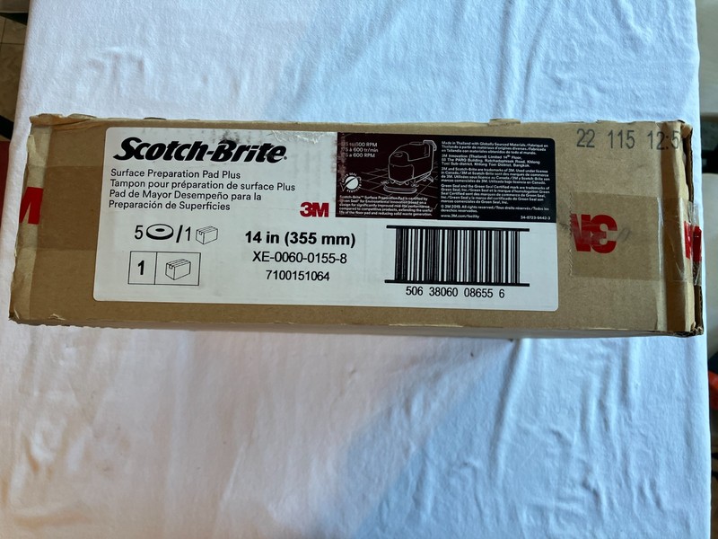 3M Scotch-Brite XE-0060-0155-8 14” Surface Preparation Pad Plus, 5 Pack, SPPP14
