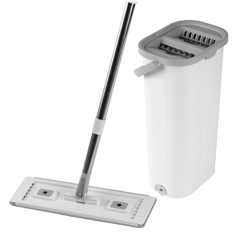 Uimoso Mop and Bucket with Wringer Set 3 Mop Pads Flat Squeeze Bucket Set