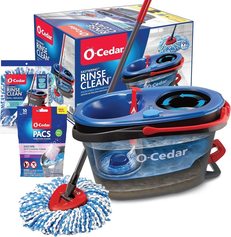 O-Cedar EasyWring RinseClean Microfiber Spin Mop & Bucket Floor Cleaning System