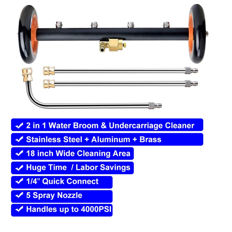 18" Pressure Power Washer Surface Cleaner Undercarriage Water Broom 4000PSI gallery