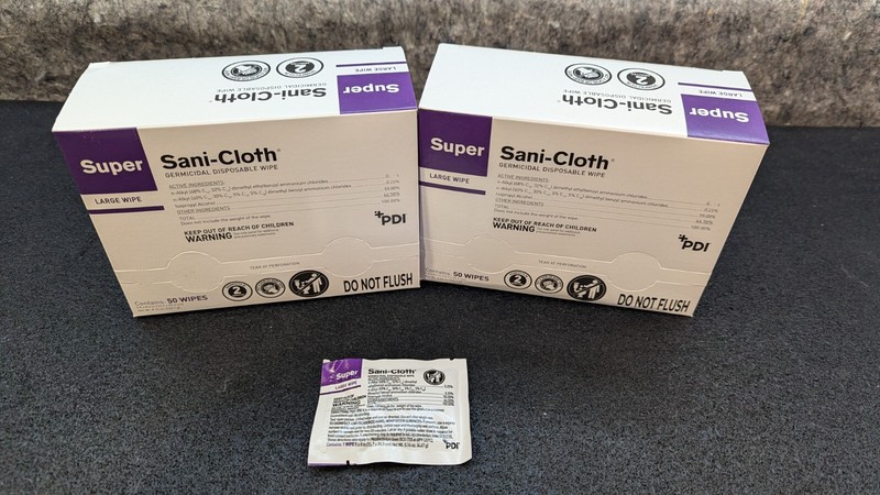 2 x PDI Super Sani-Cloth Large Disinfecting Wipes, 5″ x 8″ (H04082) – 50/Box New