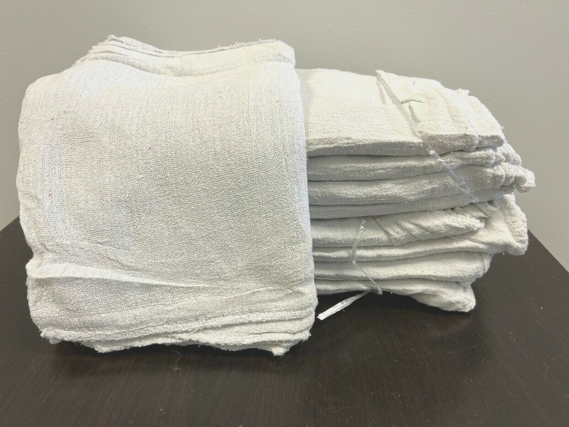 100 PIECES NEW WHITE INDUSTRIAL SHOP RAGS CLEANING TOWELS