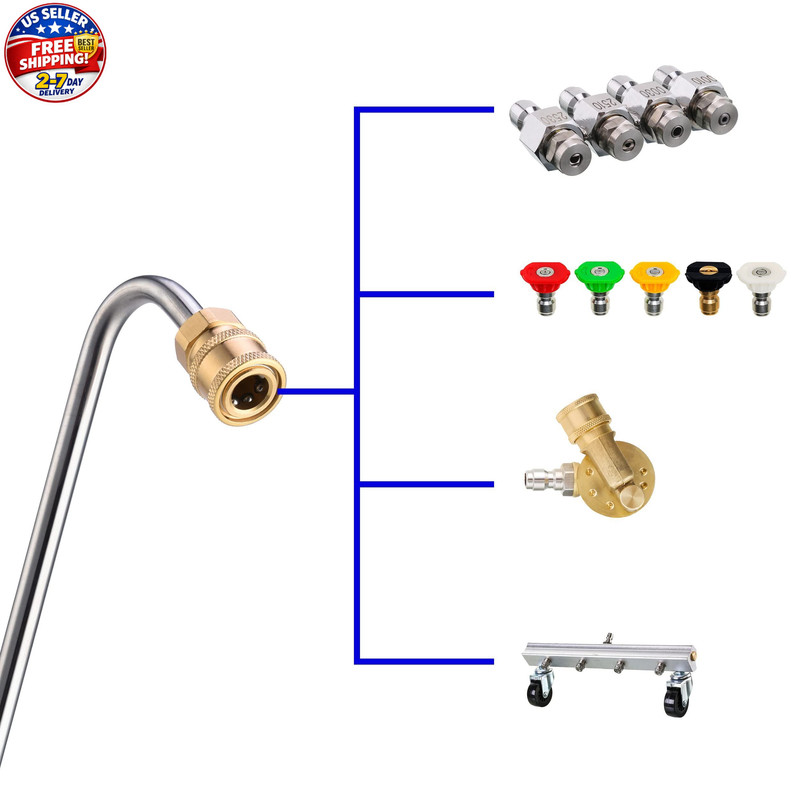 Stainless Steel Pressure Washer Gutter Cleaner Attachment, Angled Extension Wand gallery