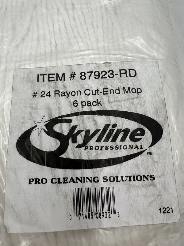 (QTY 6) Skyline 87923-RD Mop Head #24 White Rayon 4PLY Cut End 1.25IN Narrow gallery