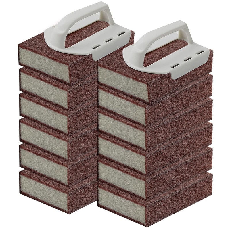 Garvonti Magic Carborundum Sponge 12Pcs 2 Handles Rust Foam Cleaning Eraser For