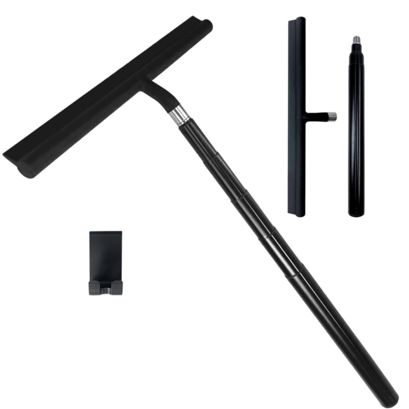 Steel Shower Squeegee With Hook Adjustable Telescopic Window Wiper For Bathroom