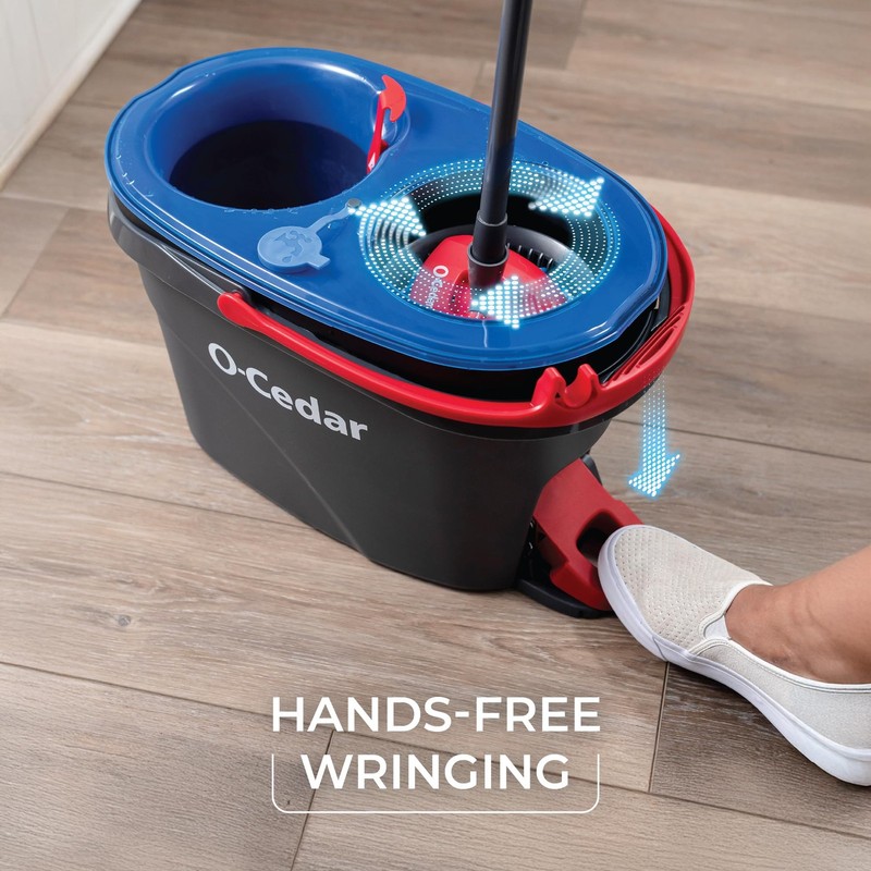 O-Cedar Rinseclean Spin Mop Bucket System Clean Clean Water Removes 99 Of gallery