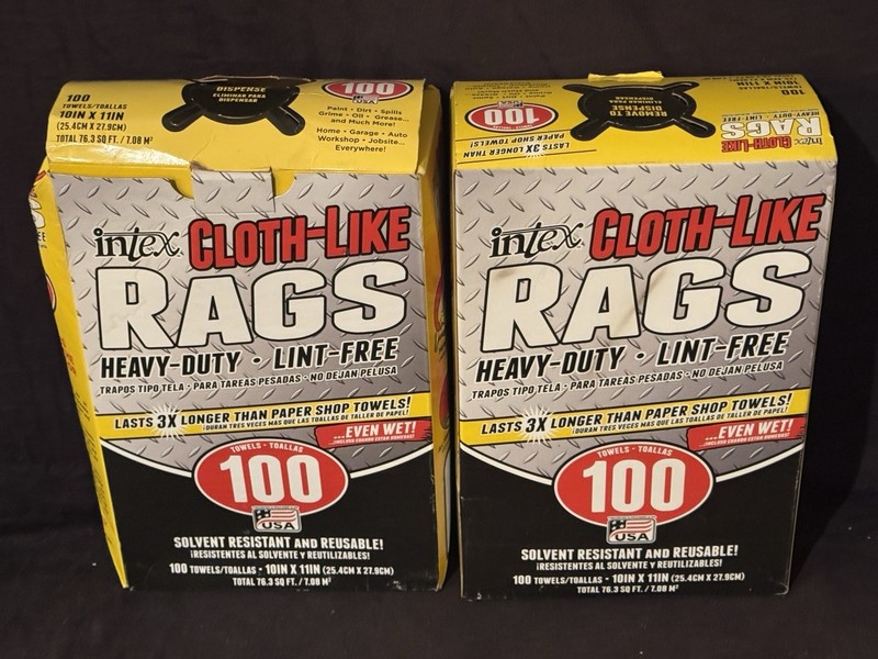 Two (2) Intex DIY Cloth-Like Cleaning Rags 100 Count Each