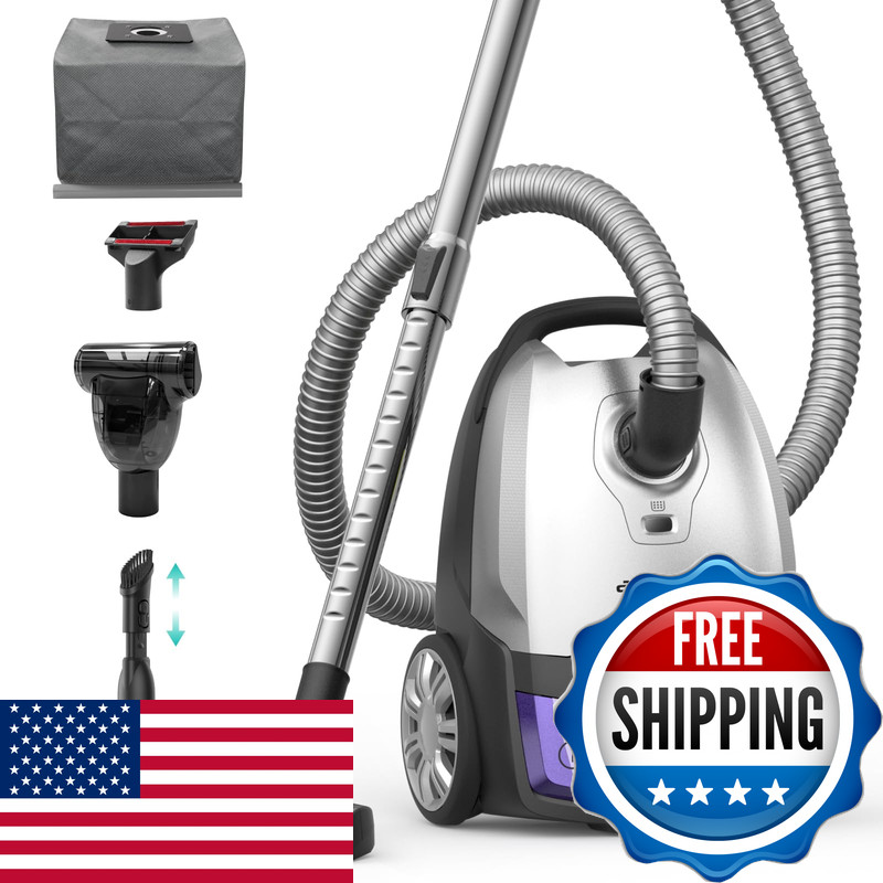 Aspiron Canister Vacuum1700W/45Kpa Bagged Vacuum Cleaner5L Large Capacityauto