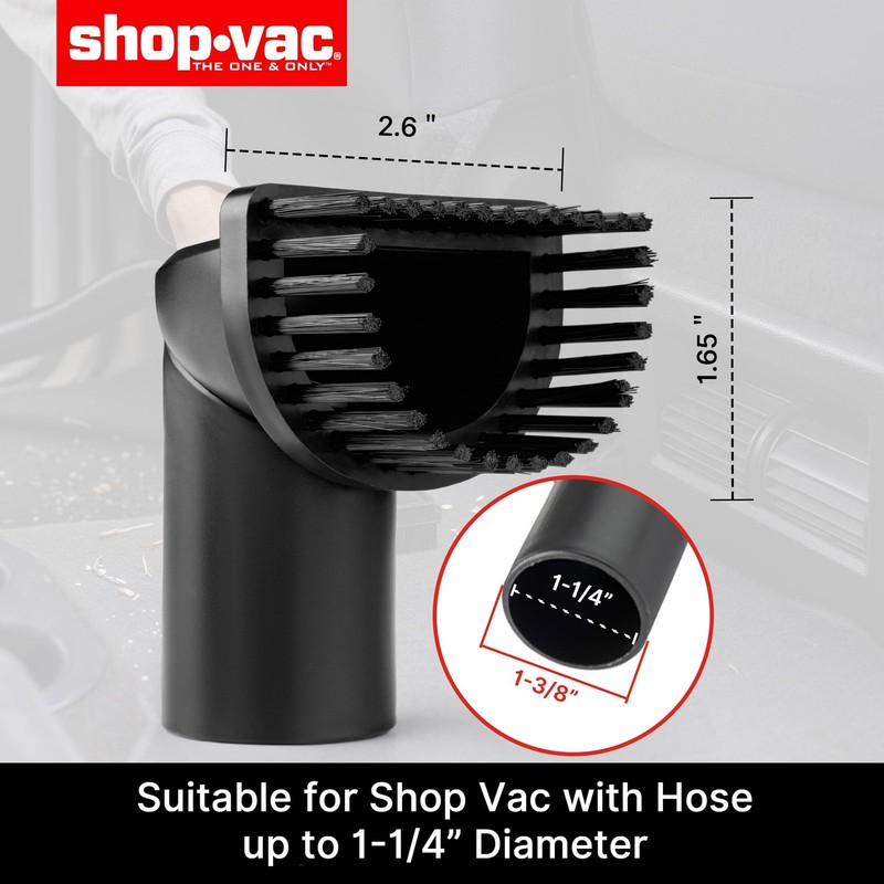 Shop-Vac 1-1/4’’ Swivel Brush, 2 Pack - Perfect for Flexible Cleaning Black gallery