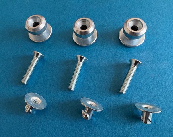 SET OF 3 PAD DRIVER/BRUSH LUGS W/BOLTS & NUTS, ADVANCE,VIPER,SOME NOBLES,TENNANT