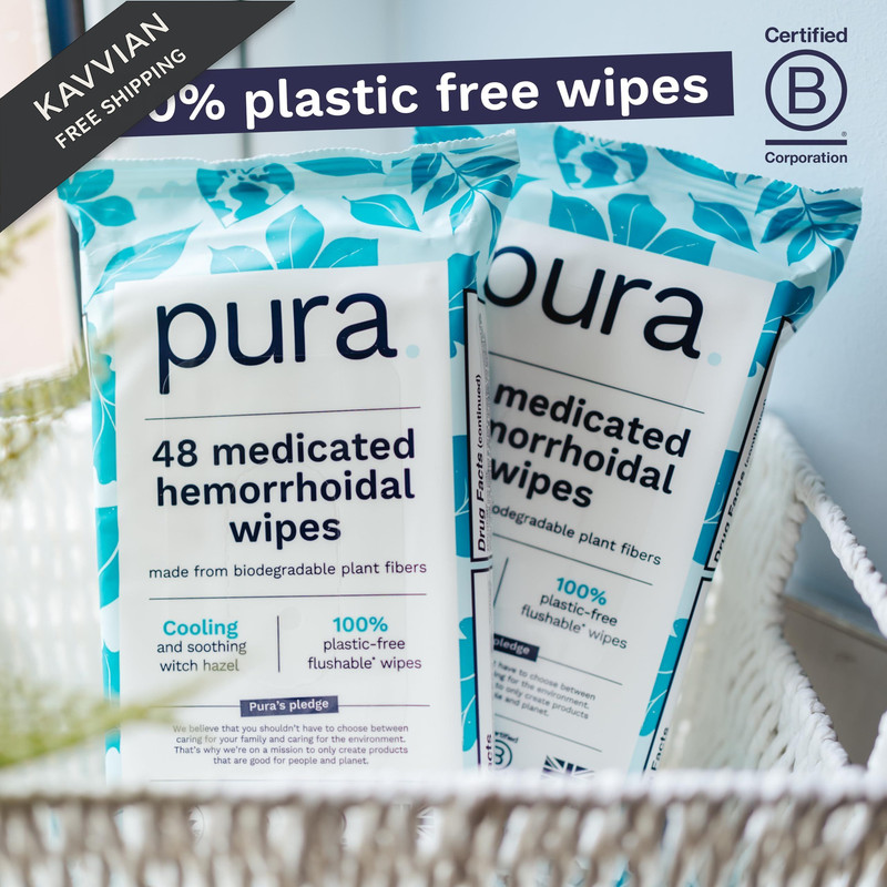 Pura XL Flushable Medicated Wipes for Hemorrhoid 48 Count (Pack of 2), White gallery