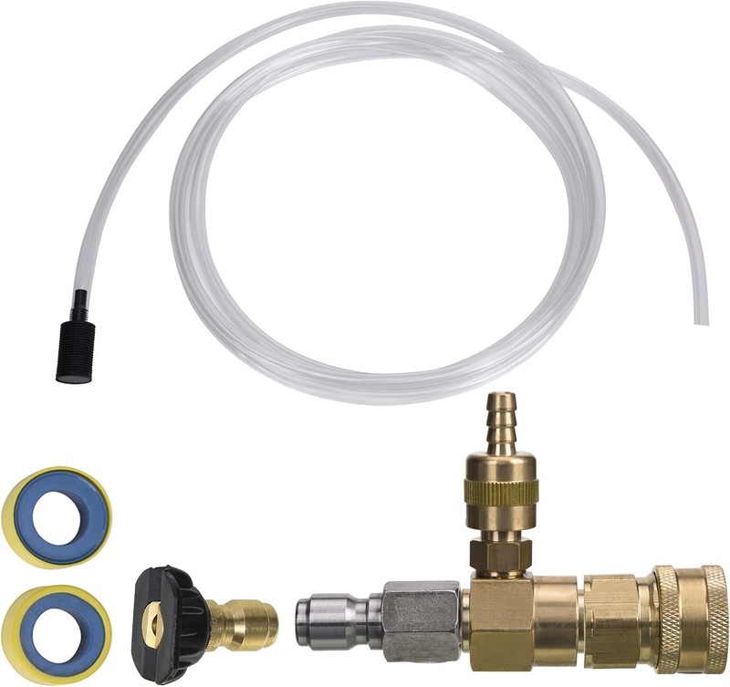 M MINGLE Adjustable Chemical Injector Kit for Pressure Washer, Soap Clear