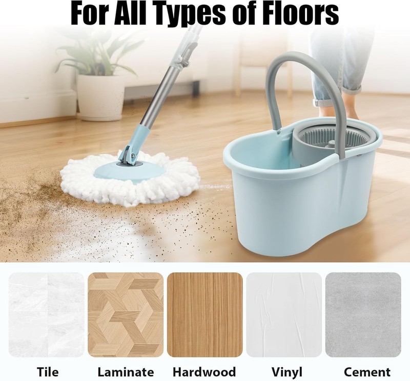 Spin Mop and Bucket with Wringer Set,360° Mop and Bucket System with 3 gallery