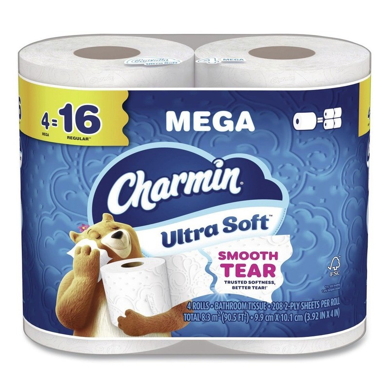 Charmin 19261PK 2-Ply Ultra Soft Septic Safe Bathroom Tissue – White (4/PK) New