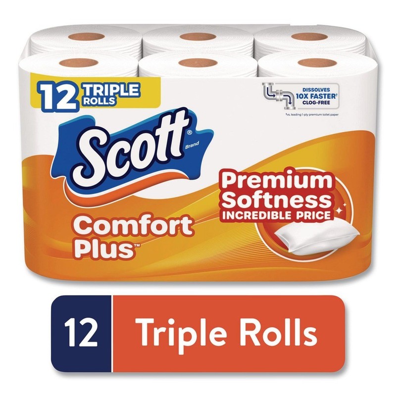 Scott 47618 Double Roll Bath Tissue ComfortPlus Toilet Paper - White (48/CT) New gallery