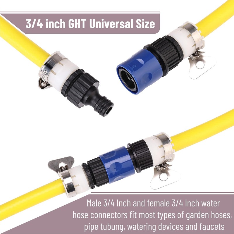 Bates- Garden Hose Quick Connectors, 4 Set, 3/4 Inch, Male and Blue gallery