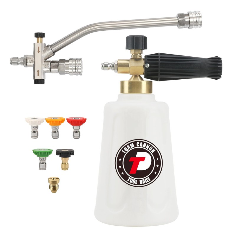 Tool Daily Foam Cannon for Pressure Washer with 1.5 L+Dual Connector, White