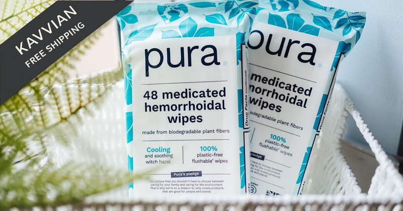 Pura XL Flushable Medicated Wipes for Hemorrhoid 48 Count (Pack of 2), White gallery