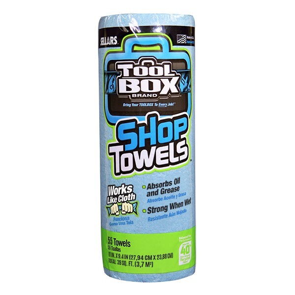 Sellars ToolBox Z400 Blue Shop Towel Recycled Disposable 54400, 11" L x 9.4" W,