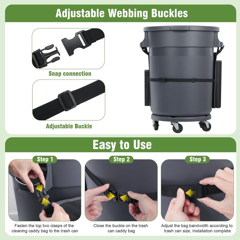 Trash Can Caddy Bags Fit 32-55 Gallon Garbage Bin Bag with 13 Pockets Supplies gallery