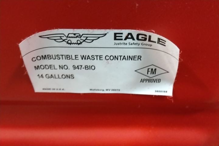 Eagle 947BIO 14 Gal Capacity Red Polyethylene Biohazard Waste Can (BW) gallery