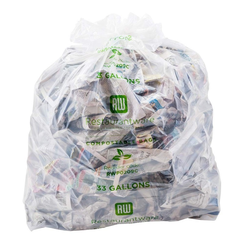 Restaurantware Clear Plastic Trash Bags 100 Count 33 Gallon Plastic Garbage