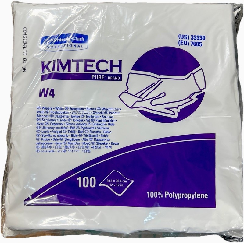 Kimberly Clark KIMTECH 33330 Pure W4 Dry Wipers 12"X12" 100 LInt Free