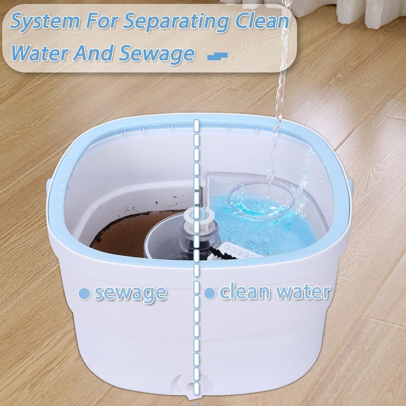 Spin Mop and Bucket, Mop and Bucket with Wringer Set for Home Mops with Separate gallery