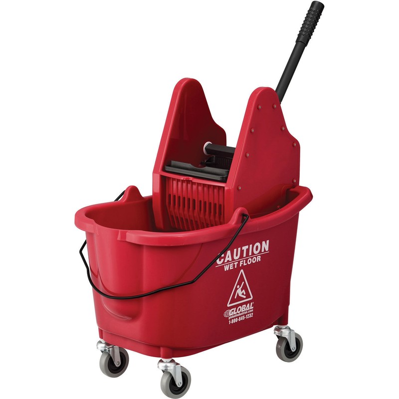 38 Qt. Mop Bucket And Wringer Combo with Down Press Red