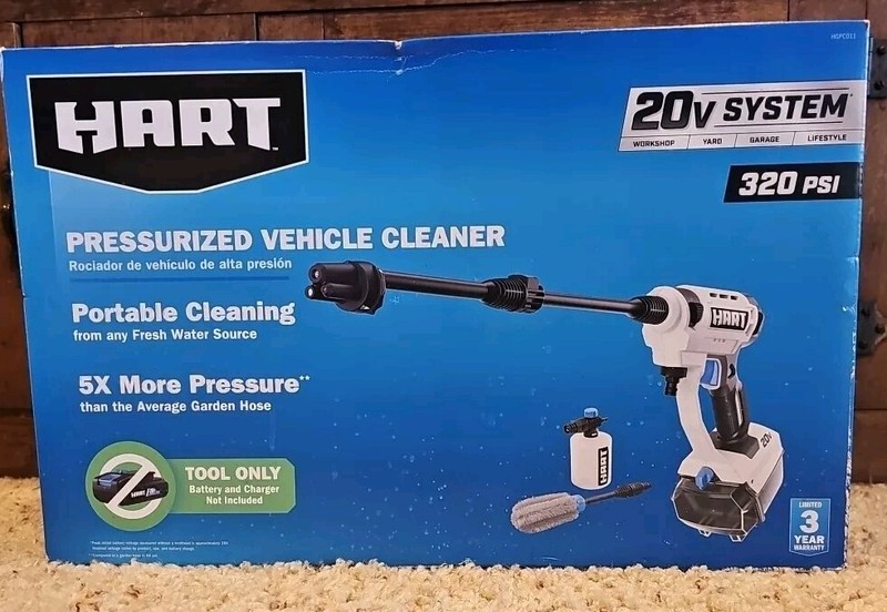 New HART HGPC011 Pressurized Vehicle Cleaner 20 Volt Battery Not Included