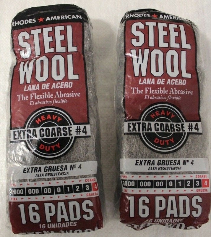 NEW 106107 Rhodes American Steel Wool #4 16 Pads 2 pk
