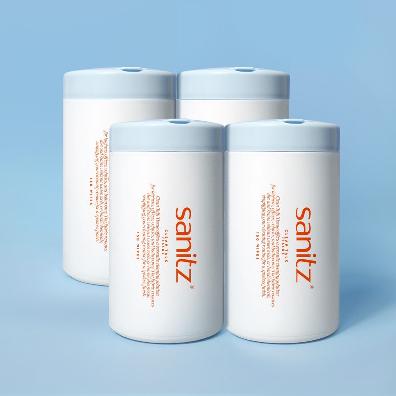 Sanitz cleantalk cleaning wipes / 150 Counts x 4 packs / Orange, Citrus Scent
