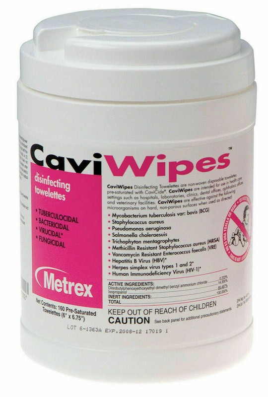 Case of Metrex Caviwipes 13-1100 Towelettes Large 160 Canister - Case of 12- NEW