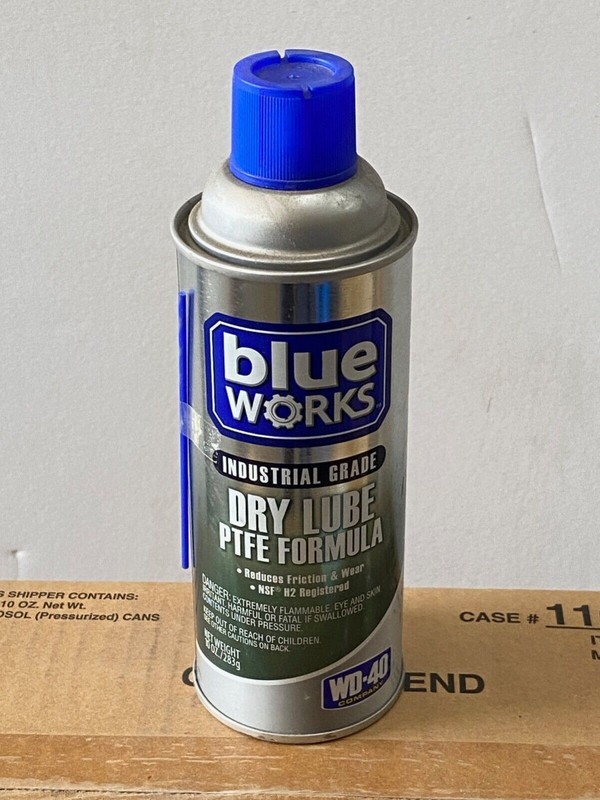 12 new Blue Works #11024 Dry Lube PTFE Formula, 10 oz. Aerosol Spray Cans 110245