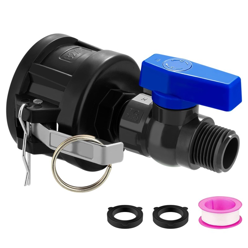 IBC Tote Hose Adapter, 275-330 Gallon 3/4 inches, PVC Valve & Fittings