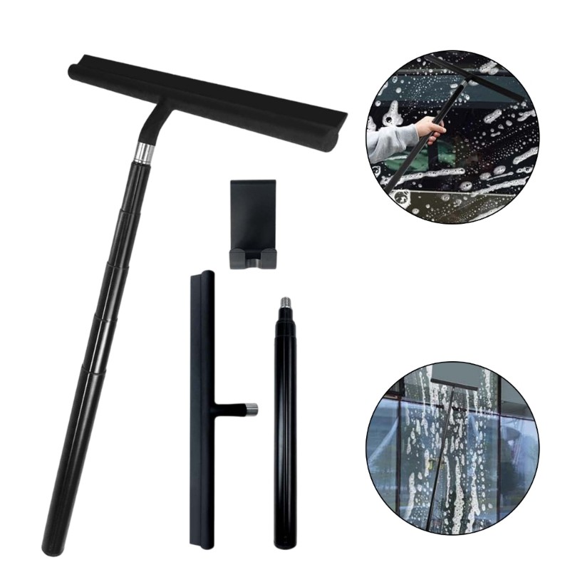 Steel Shower Squeegee With Hook Adjustable Telescopic Window Wiper For Bathroom gallery